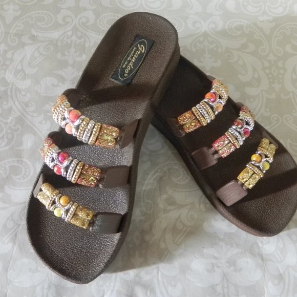 Grandco Shoes - Grandco Sandal Brown Slide On Size 8